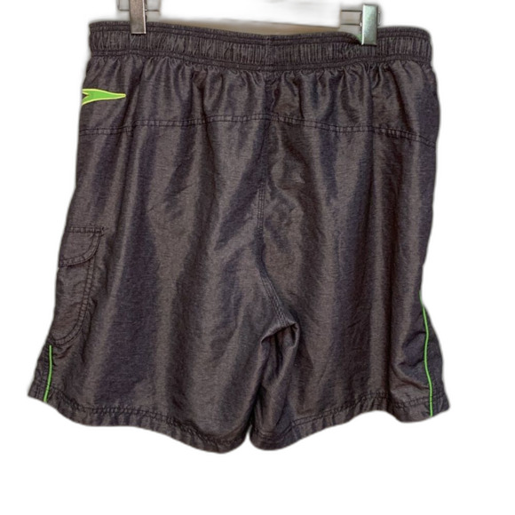 Speedo NWOT Marina Gray Lime Green 20” Swim Trunks Size L - Picture 4 of 14